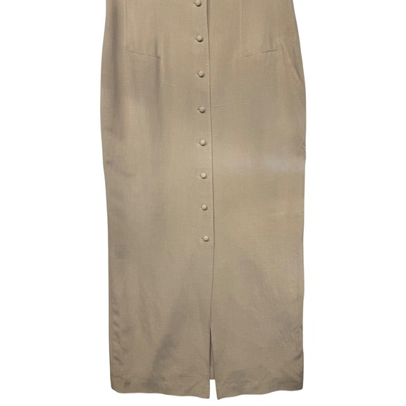 Vintage Dana Buchman 100% Silk Shantung Maxi Dress Beige Origami Size 12 NWT - Picture 4 of 13